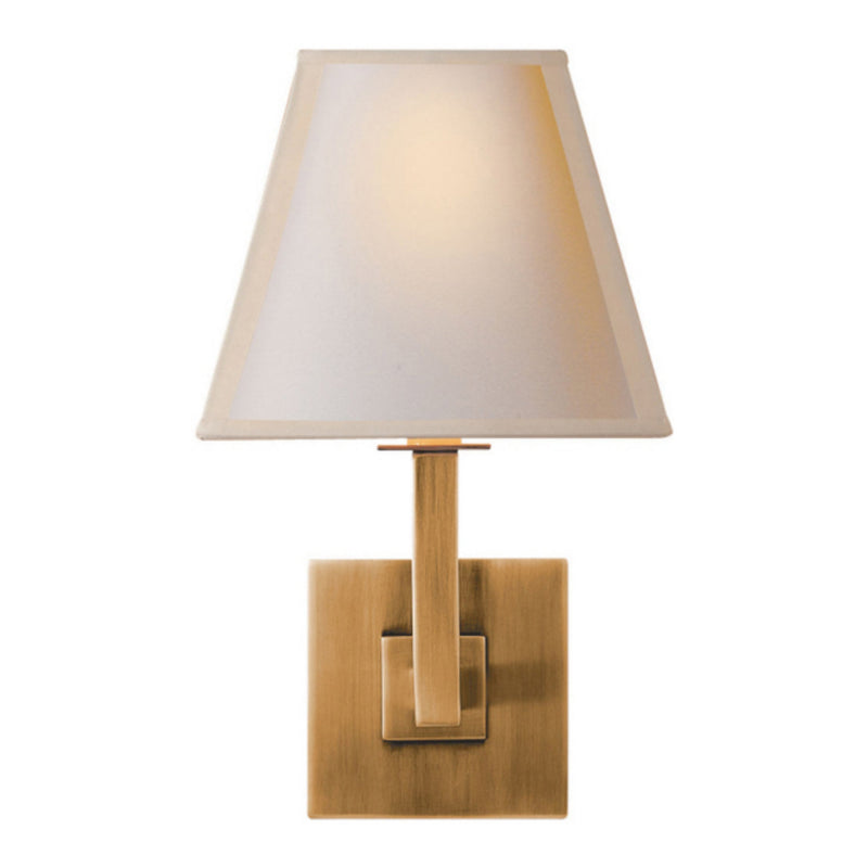 Studio VC Architectural Wall Sconce in Hand-Rubbed Antique Brass with Square Natural Paper Shade