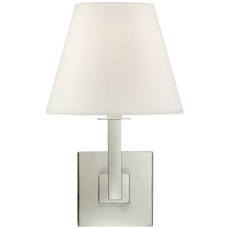 Studio VC Architectural Wall Sconce in Polished Nickel with Linen Shade