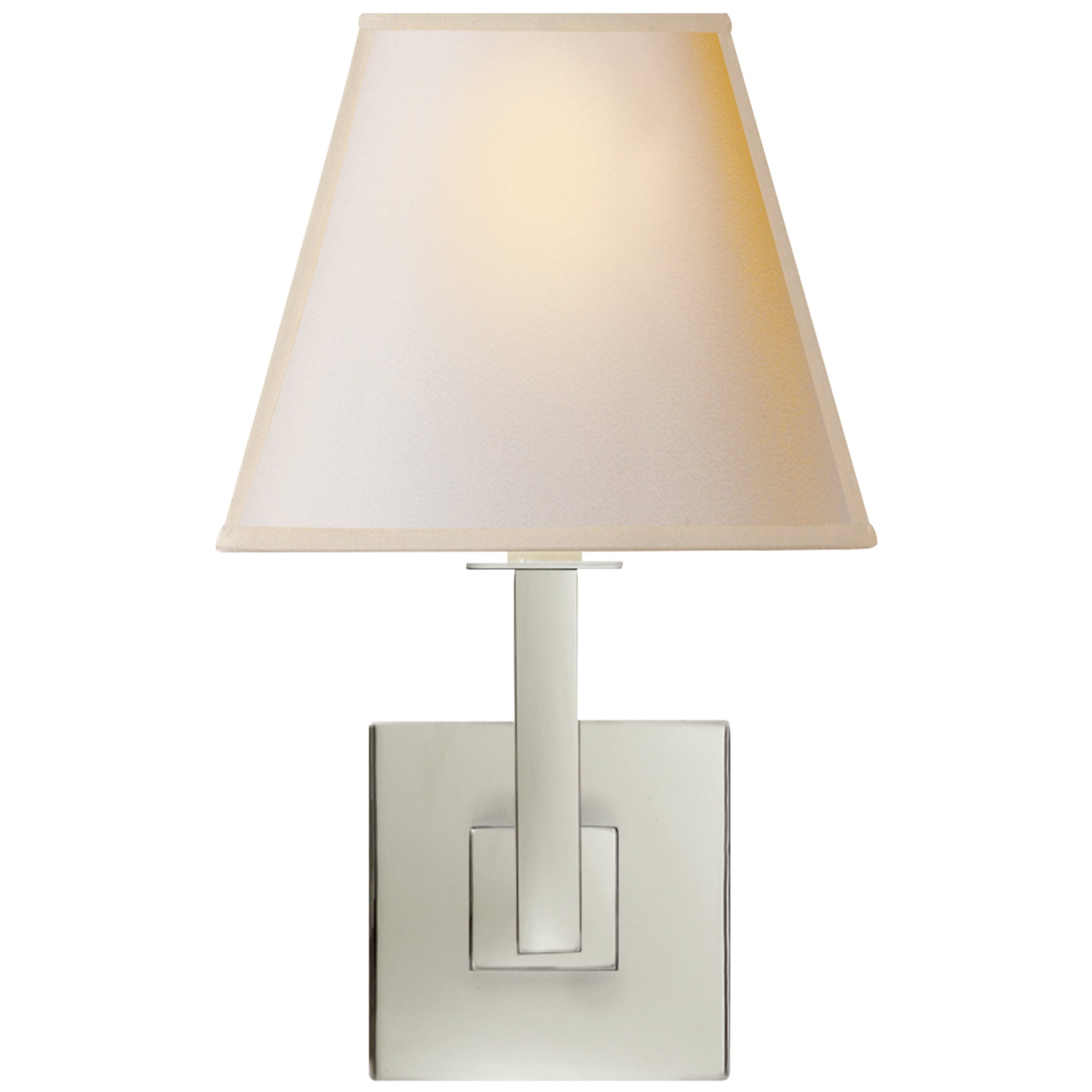 Visual Comfort Architectural Wall Sconce in Polished Nickel with Square Natural Paper Shade