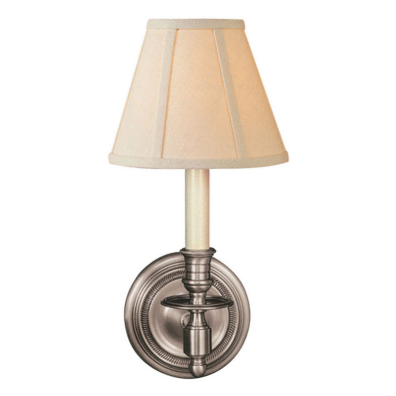 Studio VC French Single Sconce in Antique Nickel with Linen Shade