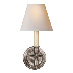 Studio VC French Single Sconce in Antique Nickel with Natural Paper Shade