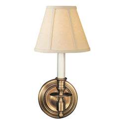 Studio VC French Single Sconce in Hand-Rubbed Antique Brass with Linen Shade