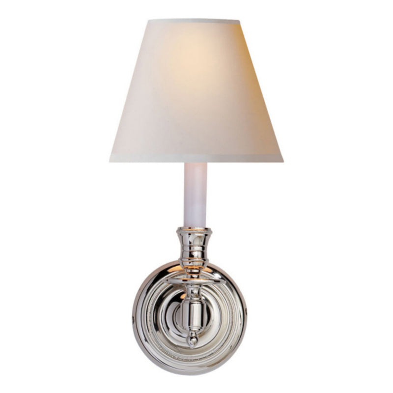 Studio VC French Single Sconce in Polished Nickel with Natural Paper Shade