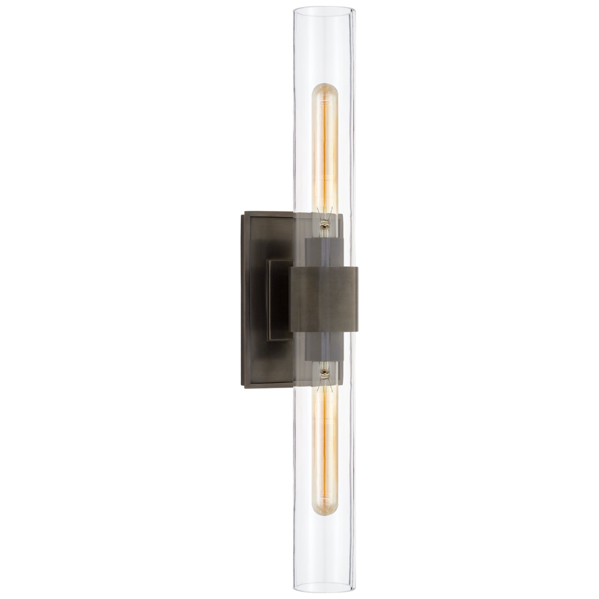 Ian K. Fowler Presidio Petite Double Sconce in Bronze with Clear Glass