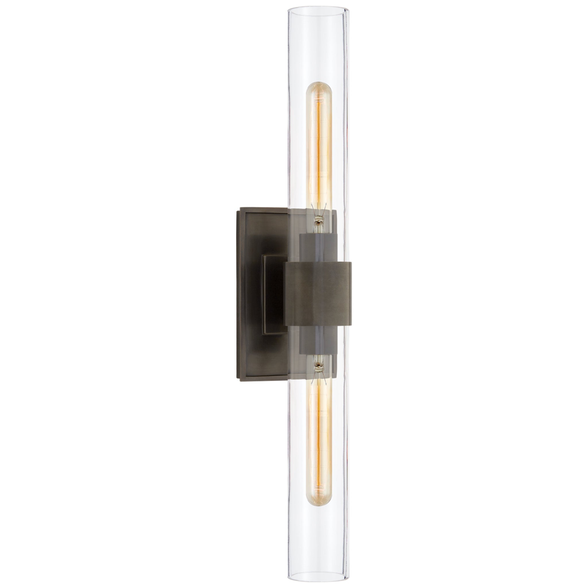 Ian K. Fowler Presidio Petite Double Sconce in Bronze with Clear Glass Wall Light W4.75" x H23"
