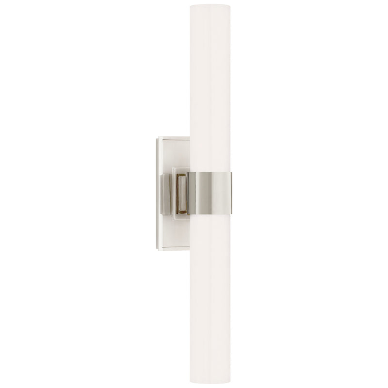 Ian K. Fowler Presidio Petite Double Sconce in Polished Nickel with White Glass