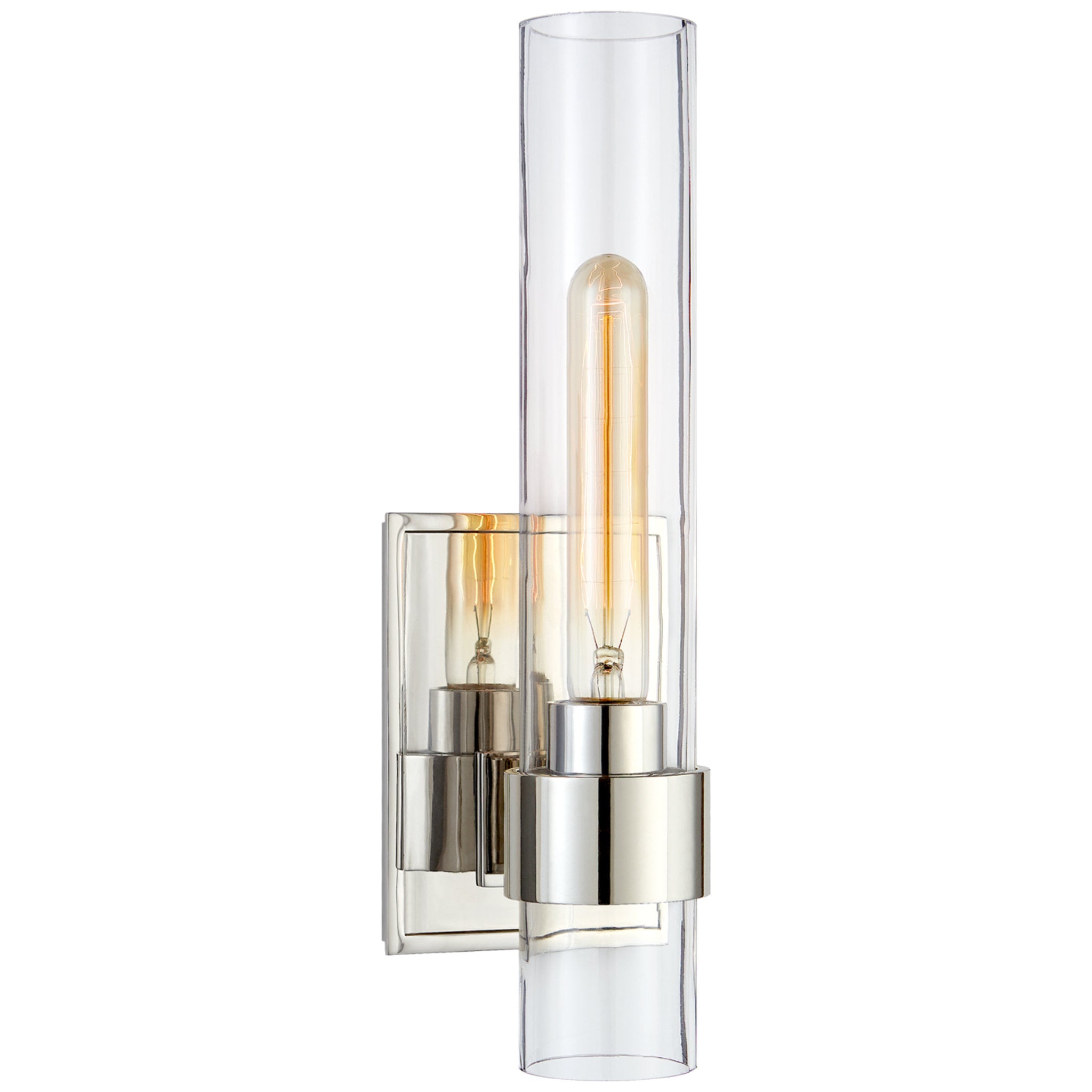 Ian K. Fowler Presidio Petite Sconce in Polished Nickel with Clear Glass