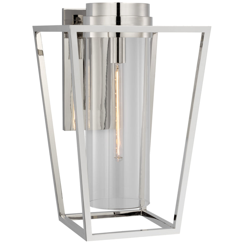 Ian K. Fowler Presidio Medium Bracketed Sconce in Polished Nickel with Clear Glass