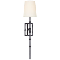 Studio VC Grenol Single Bamboo Tail Sconce in Bronze with Linen Shade
