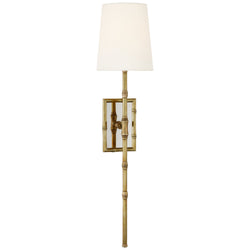 Studio VC Grenol Single Bamboo Tail Sconce in Hand-Rubbed Antique Brass with Linen Shade