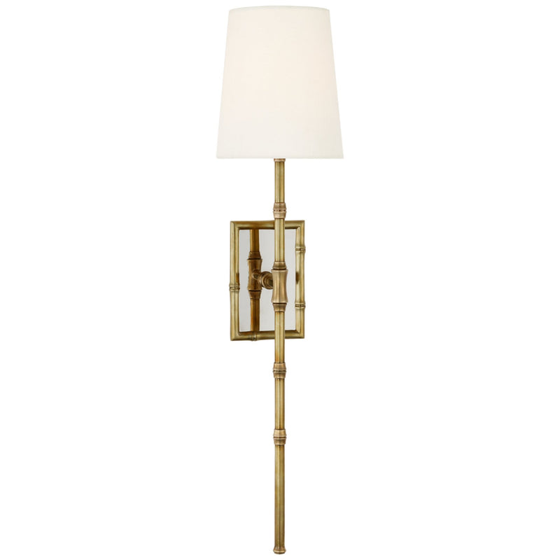 Studio VC Grenol Single Bamboo Tail Sconce in Hand-Rubbed Antique Brass with Linen Shade