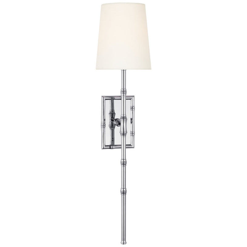 Studio VC Grenol Single Bamboo Tail Sconce in Polished Nickel with Linen Shade