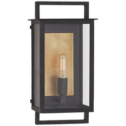Ian K. Fowler Halle Small Wall Lantern in Aged Iron and Clear Glass
