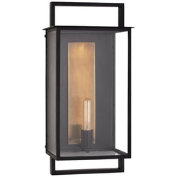 Ian K. Fowler Halle Large Wall Lantern in Aged Iron and Clear Glass