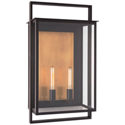 Ian K. Fowler Halle Grande Wall Lantern in Aged Iron with Clear Glass
