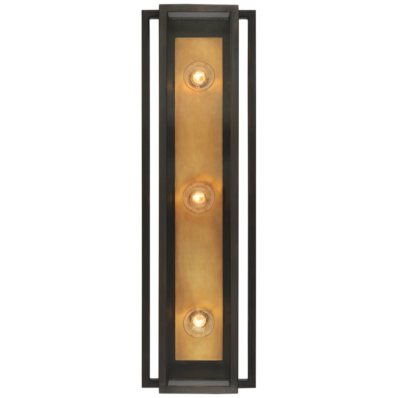 Ian K. Fowler Halle 24" Vanity Light in Bronze and Hand-Rubbed Antique Brass with Clear Glass