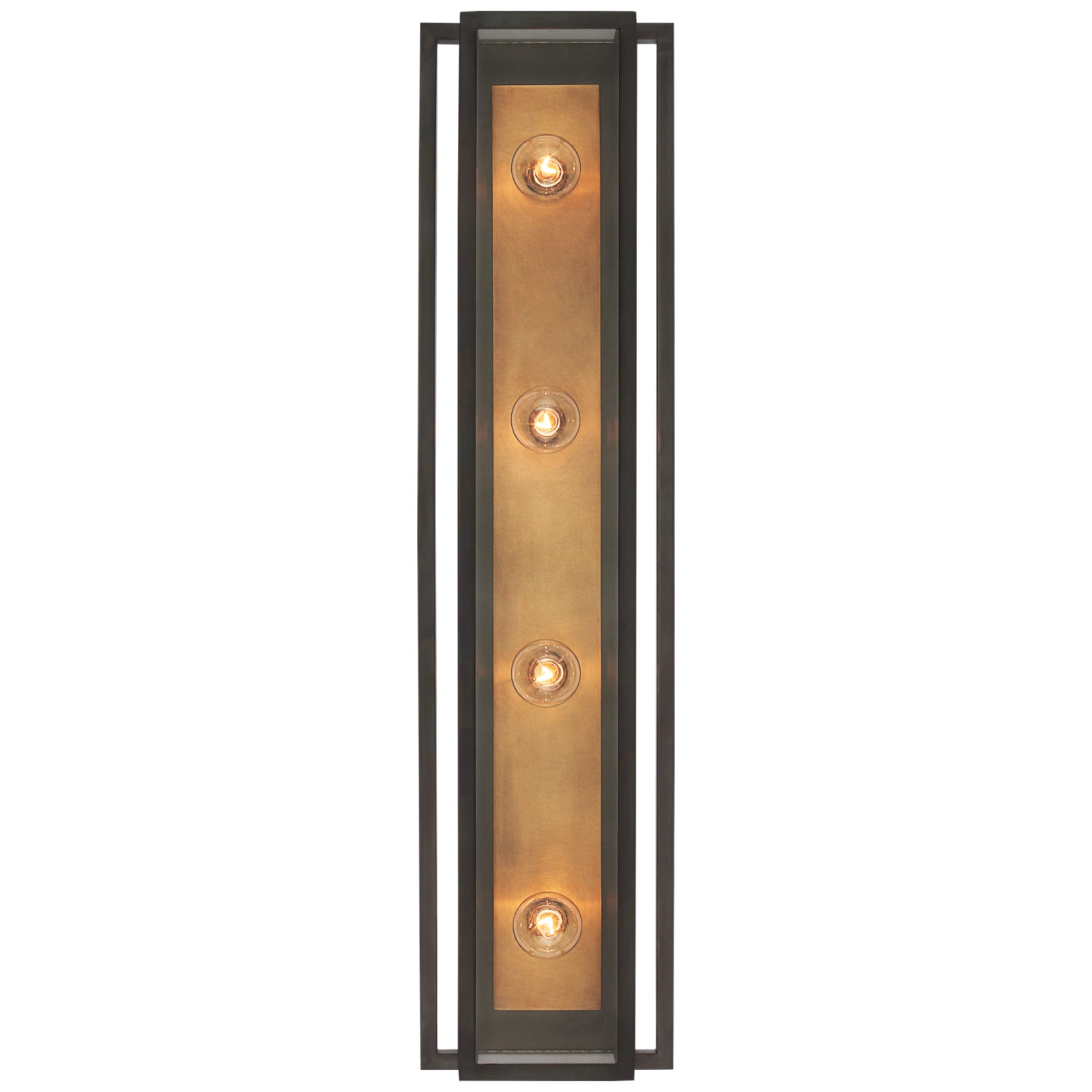 Ian K. Fowler Halle 30" Vanity Light in Bronze and Hand-Rubbed Antique Brass with Clear Glass