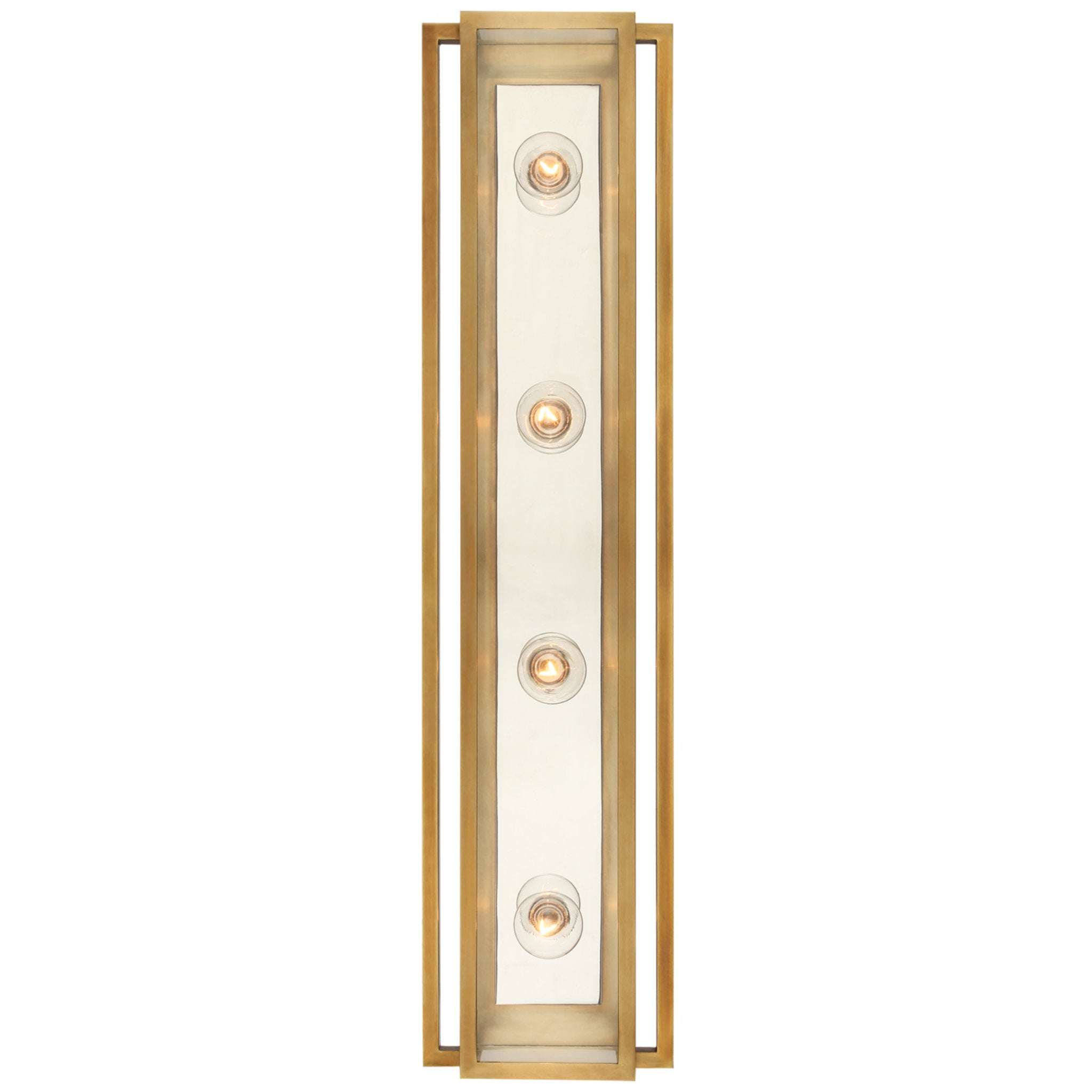 Ian K. Fowler Halle 30" Vanity Light in Hand-Rubbed Antique Brass and Polished Nickel with Clear Glass