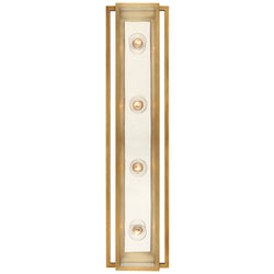 Ian K. Fowler Halle 30" Vanity Light in Hand-Rubbed Antique Brass and Polished Nickel with Clear Glass