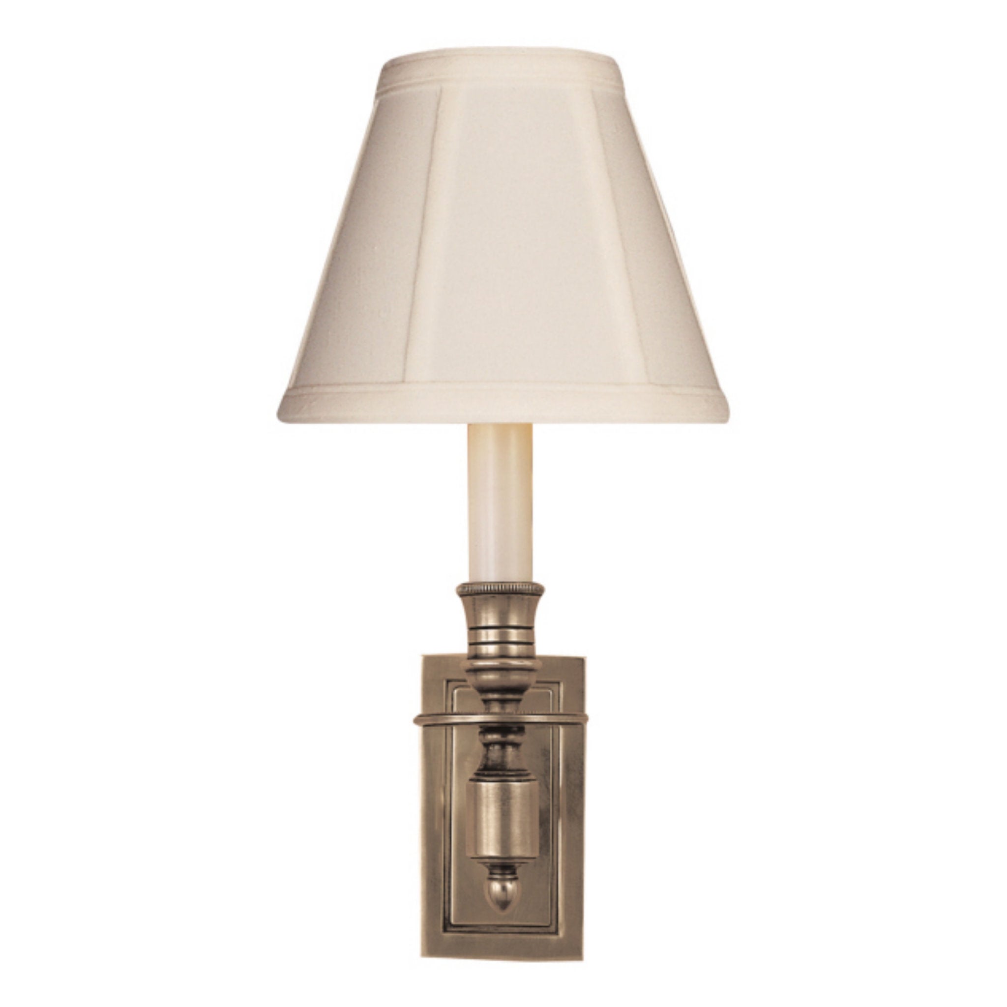 Visual Comfort French Single Library Sconce in Antique Nickel with Tissue Shade