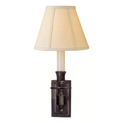 Studio VC French Single Library Sconce in Bronze with Linen Shade
