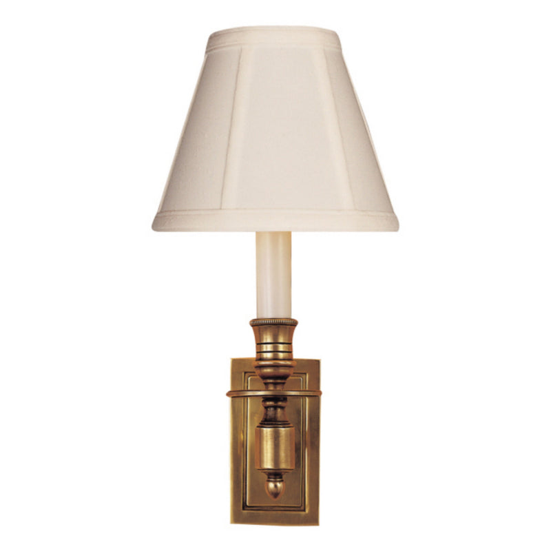 Studio VC French Single Library Sconce in Hand-Rubbed Antique Brass with Tissue Shade