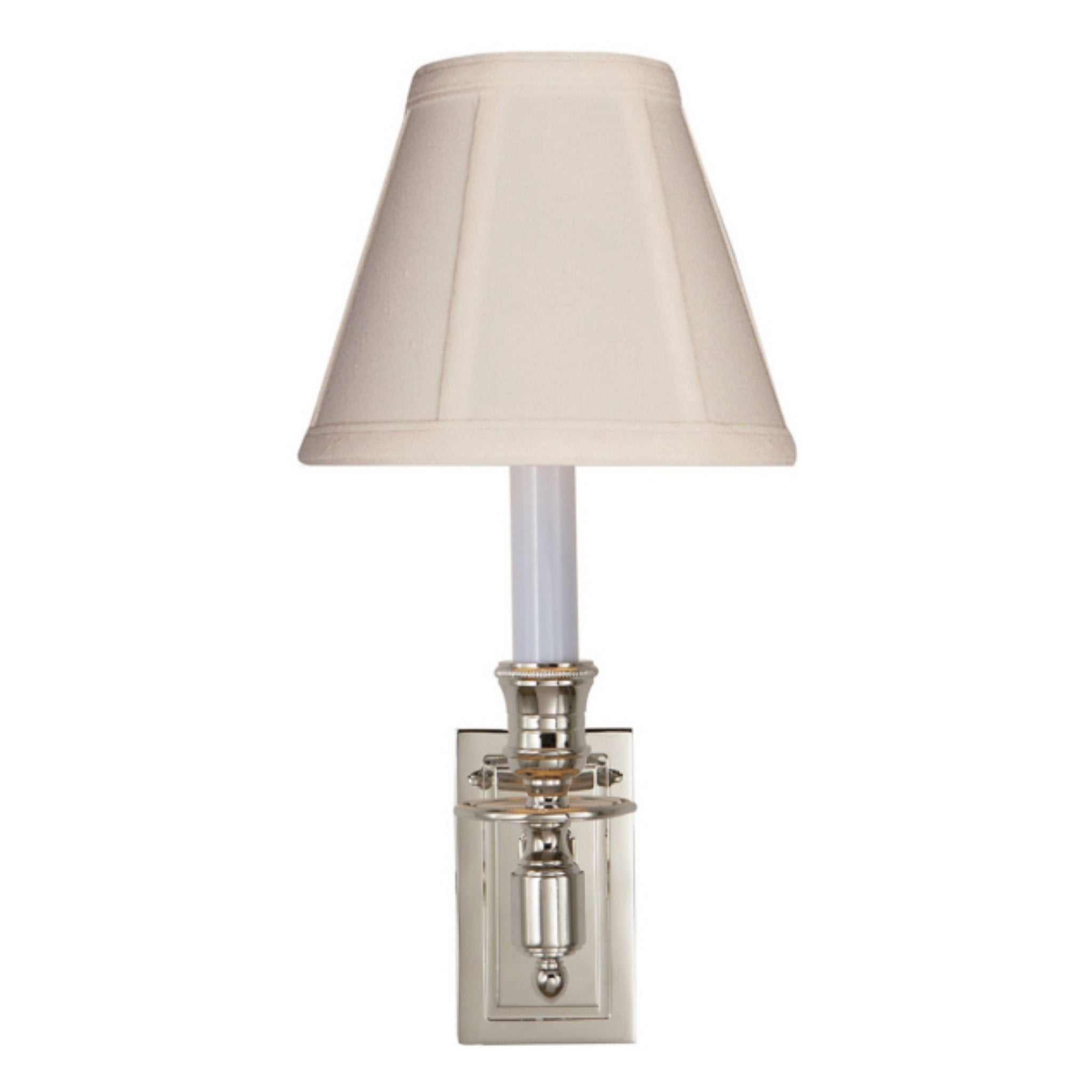Visual Comfort French Single Library Sconce in Polished Nickel with Tissue Shade