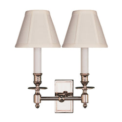 Studio VC French Double Library Sconce in Polished Nickel with Tissue Shades