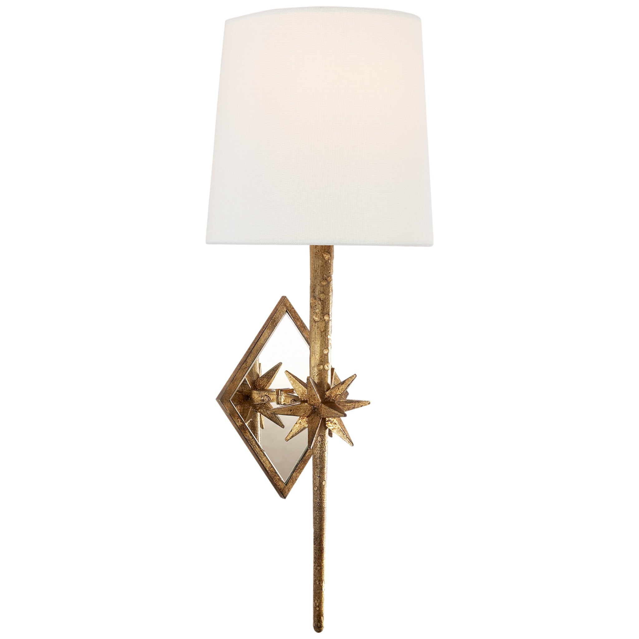 Ian K. Fowler Etoile Sconce in Gilded Iron with Linen Shade