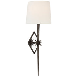 Ian K. Fowler Etoile Large Tail Sconce in Aged Iron with Linen Shade
