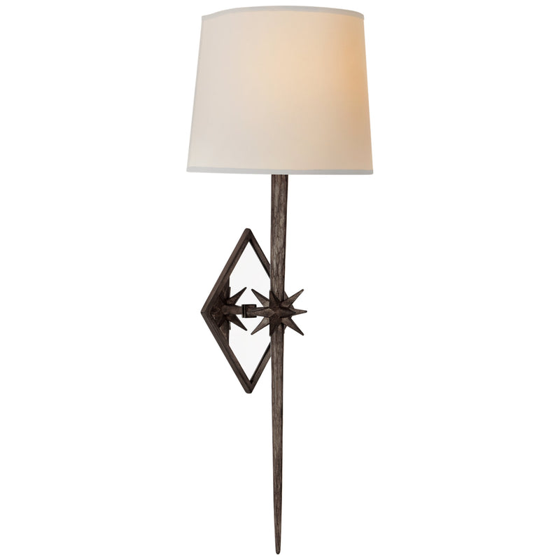 Ian K. Fowler Etoile Large Tail Sconce in Aged Iron with Natural Paper Shade