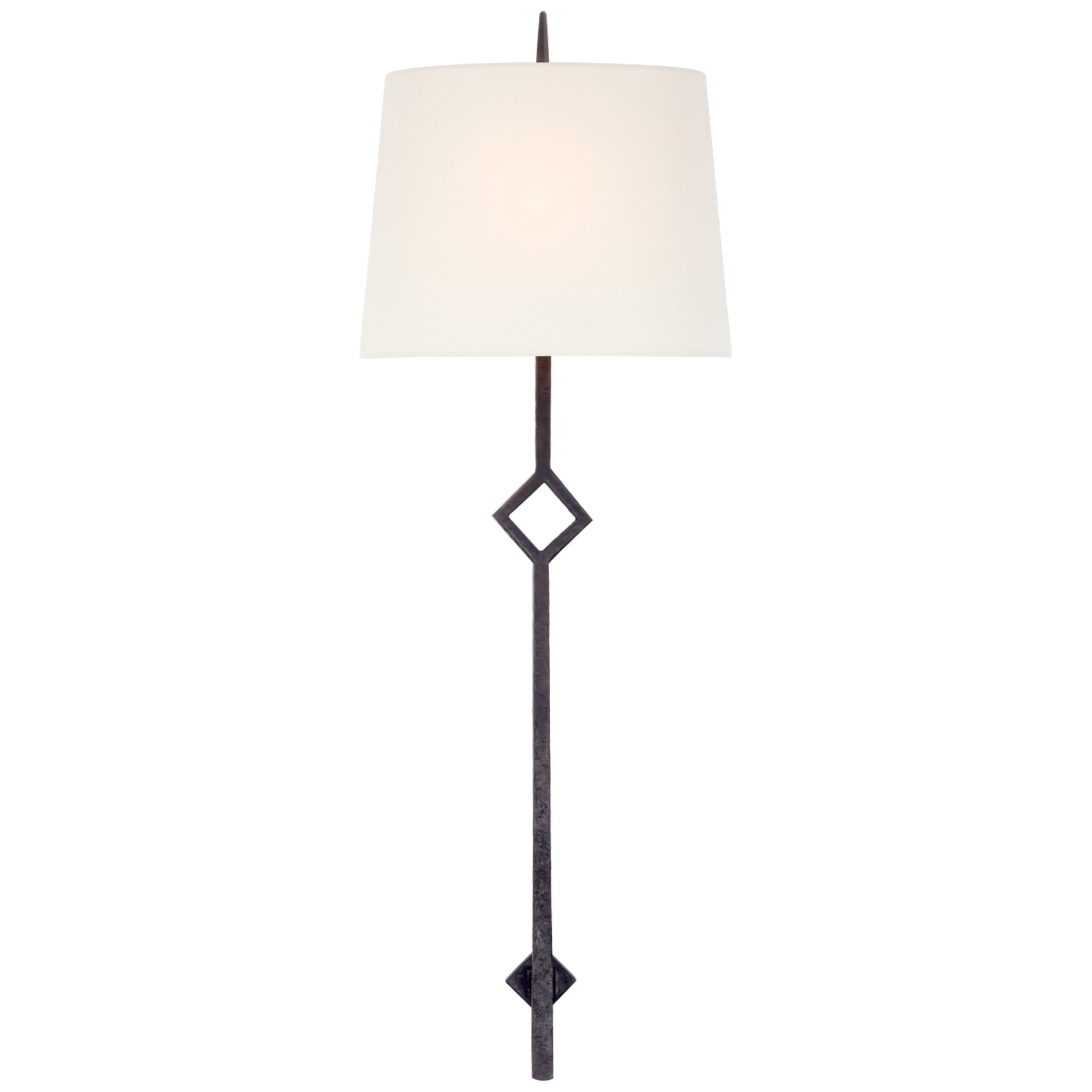 Visual Comfort Cranston Large Sconce in Aged Iron with Linen Shade