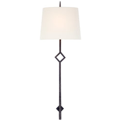 Studio VC Cranston Large Sconce in Aged Iron with Linen Shade