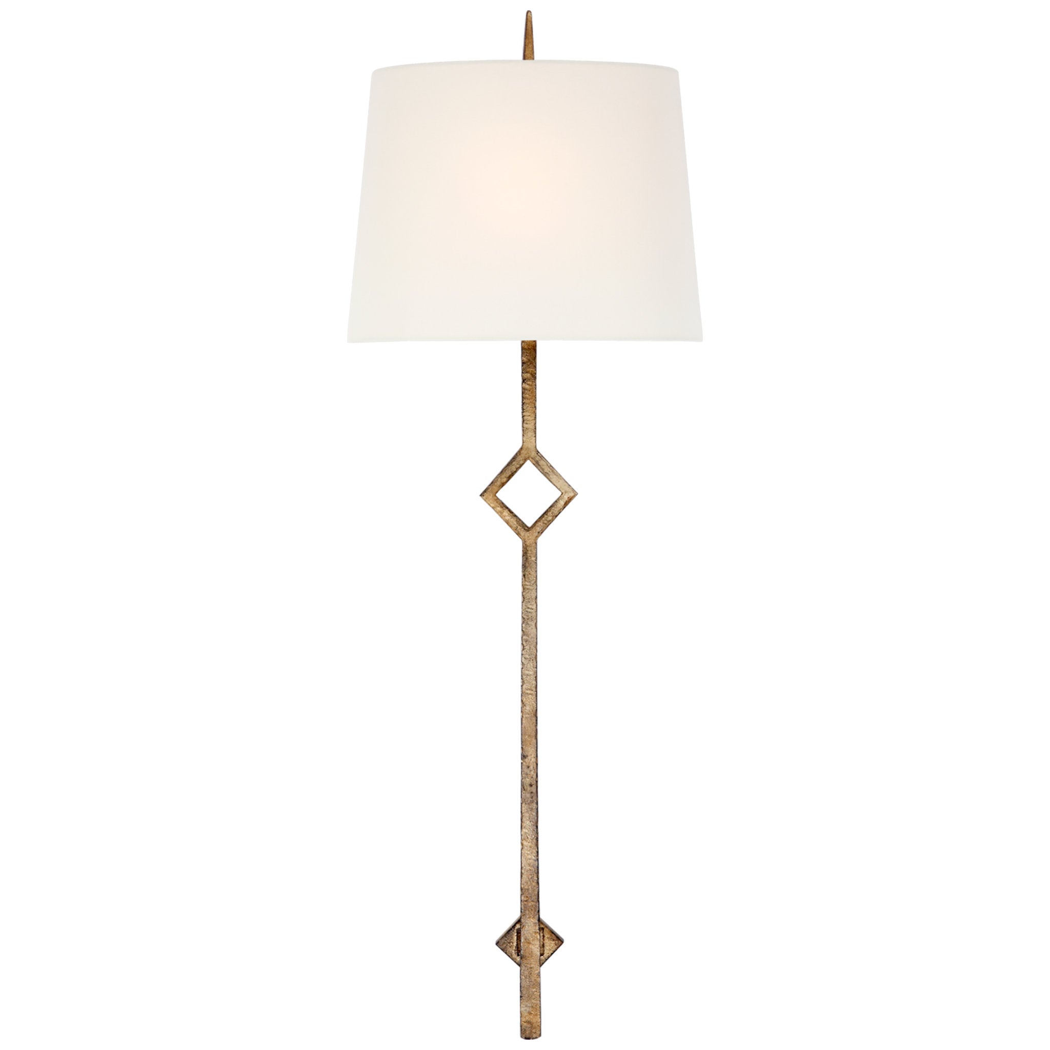 Visual Comfort Cranston Large Sconce in Gilded Iron with Linen Shade Wall Light W13" x H37"
