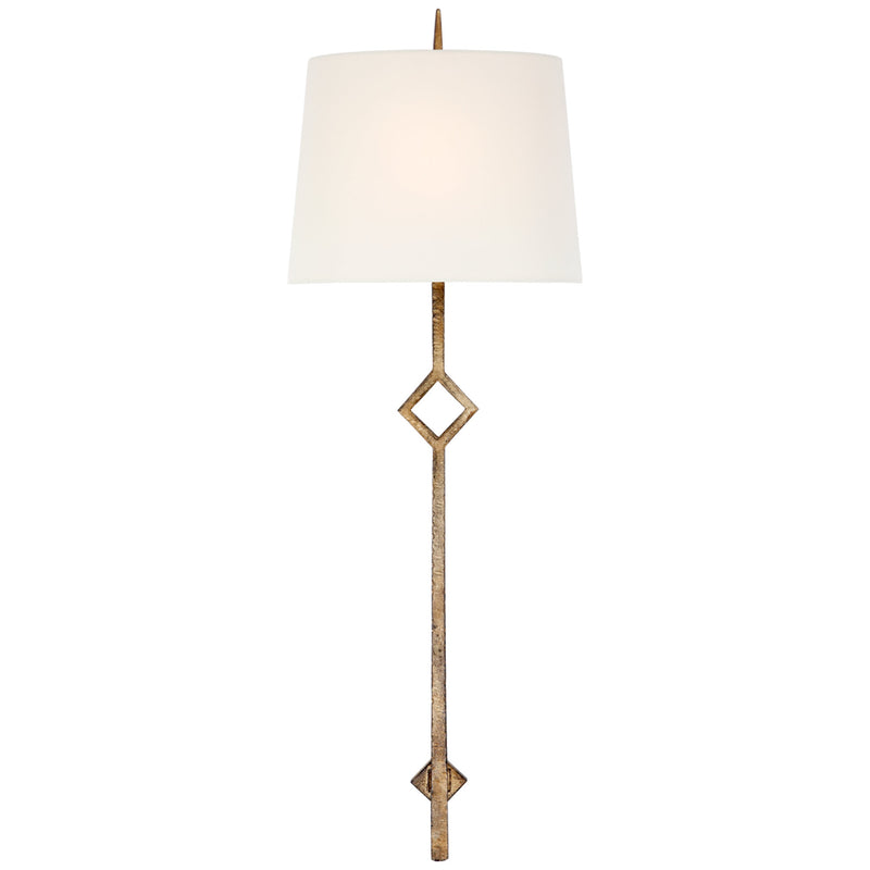 Studio VC Cranston Large Sconce in Gilded Iron with Linen Shade