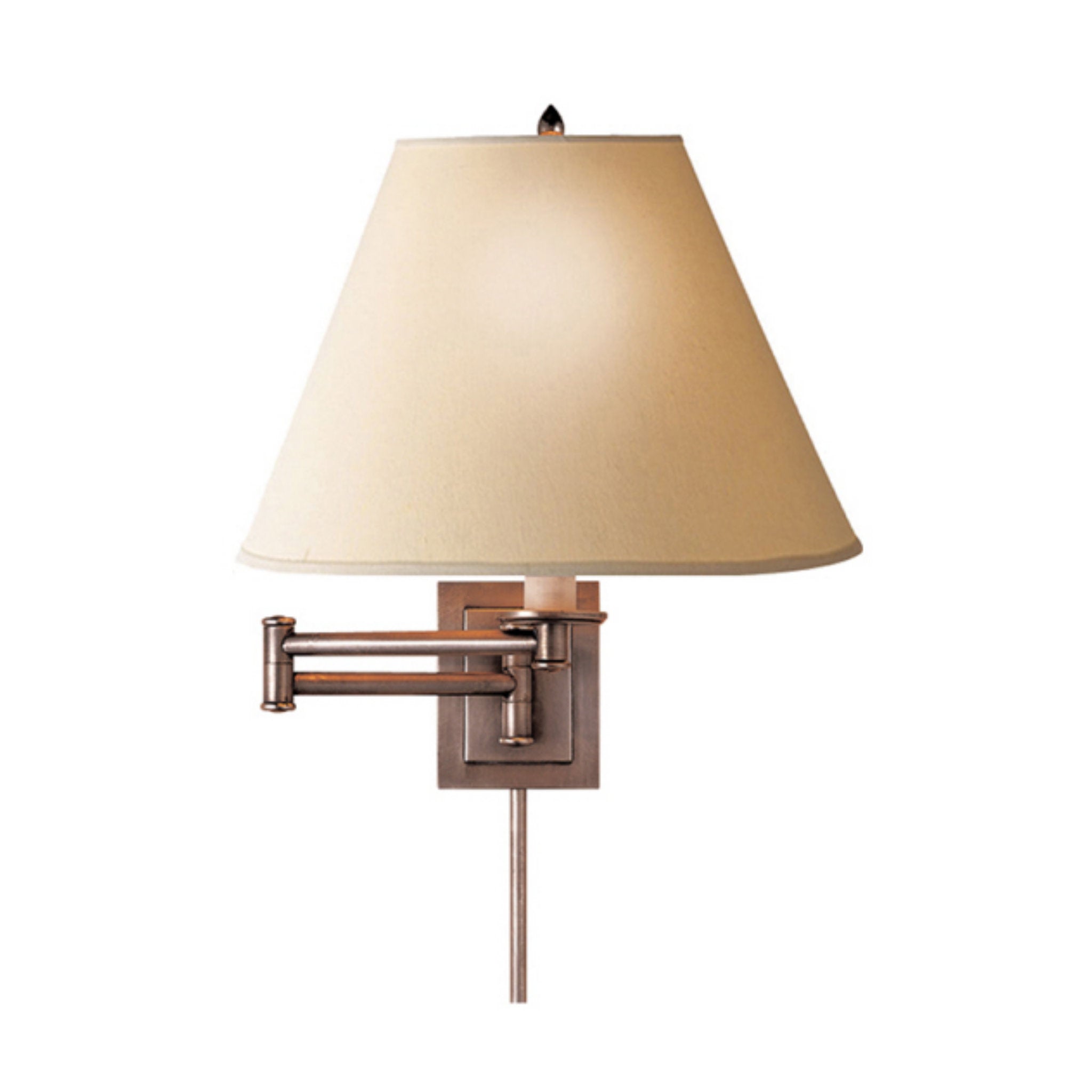 Visual Comfort Primitive Swing Arm in Antique Nickel with Linen Shade Wall Light W12" x H14"