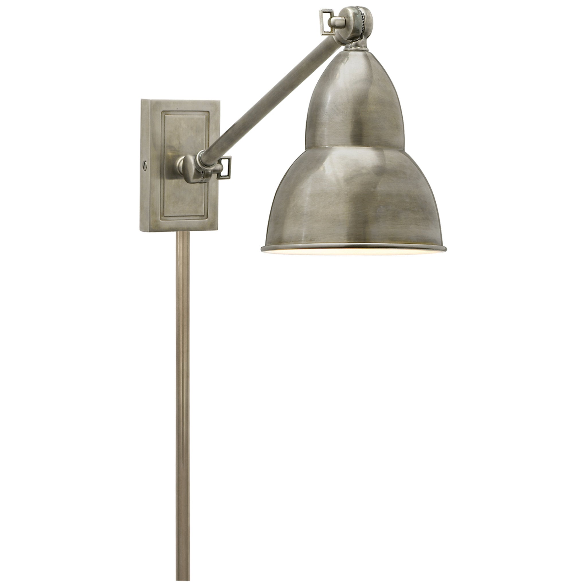 Visual Comfort French Library Single Arm Wall Lamp in Antique Nickel