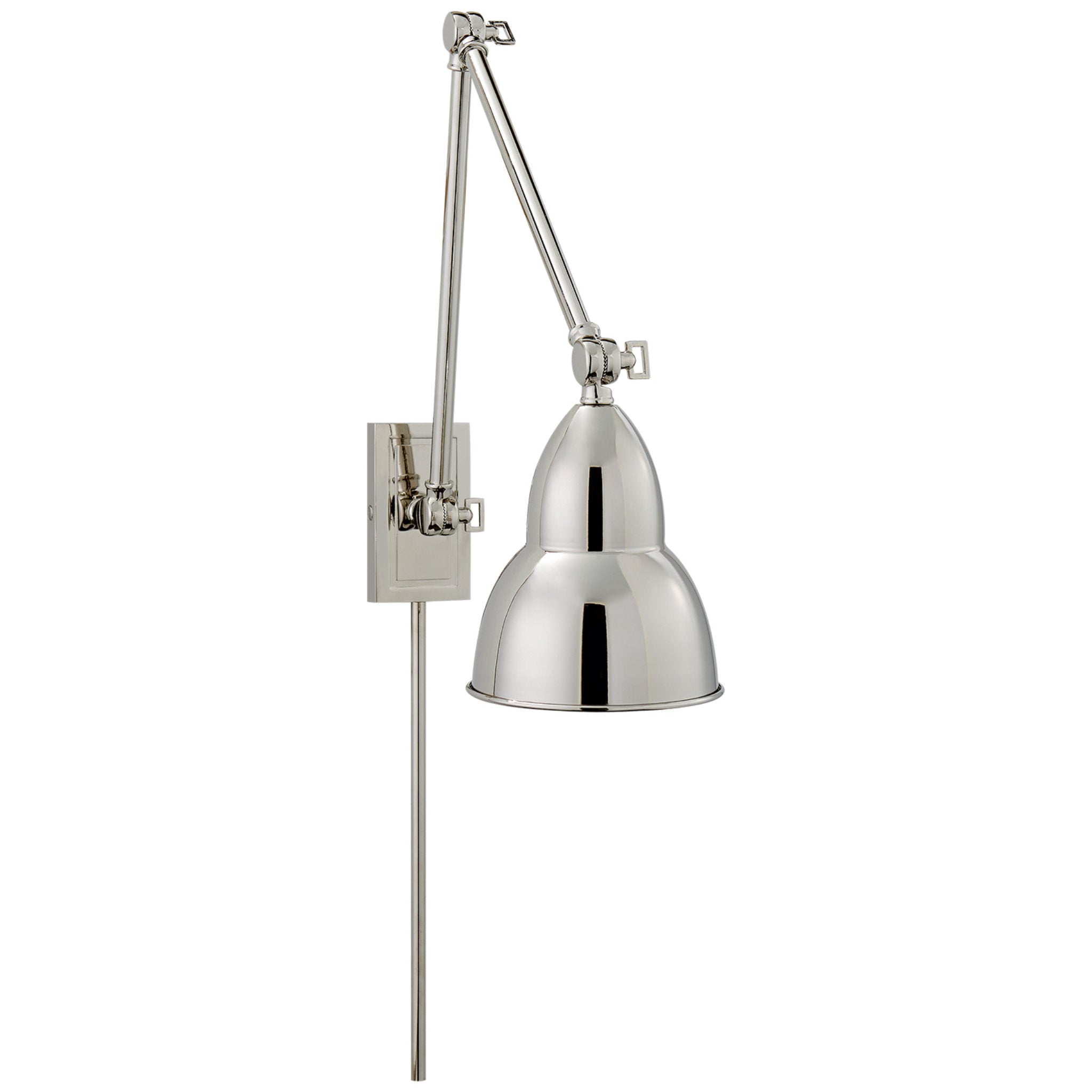 Visual Comfort French Library Double Arm Wall Lamp in Polished Nickel
