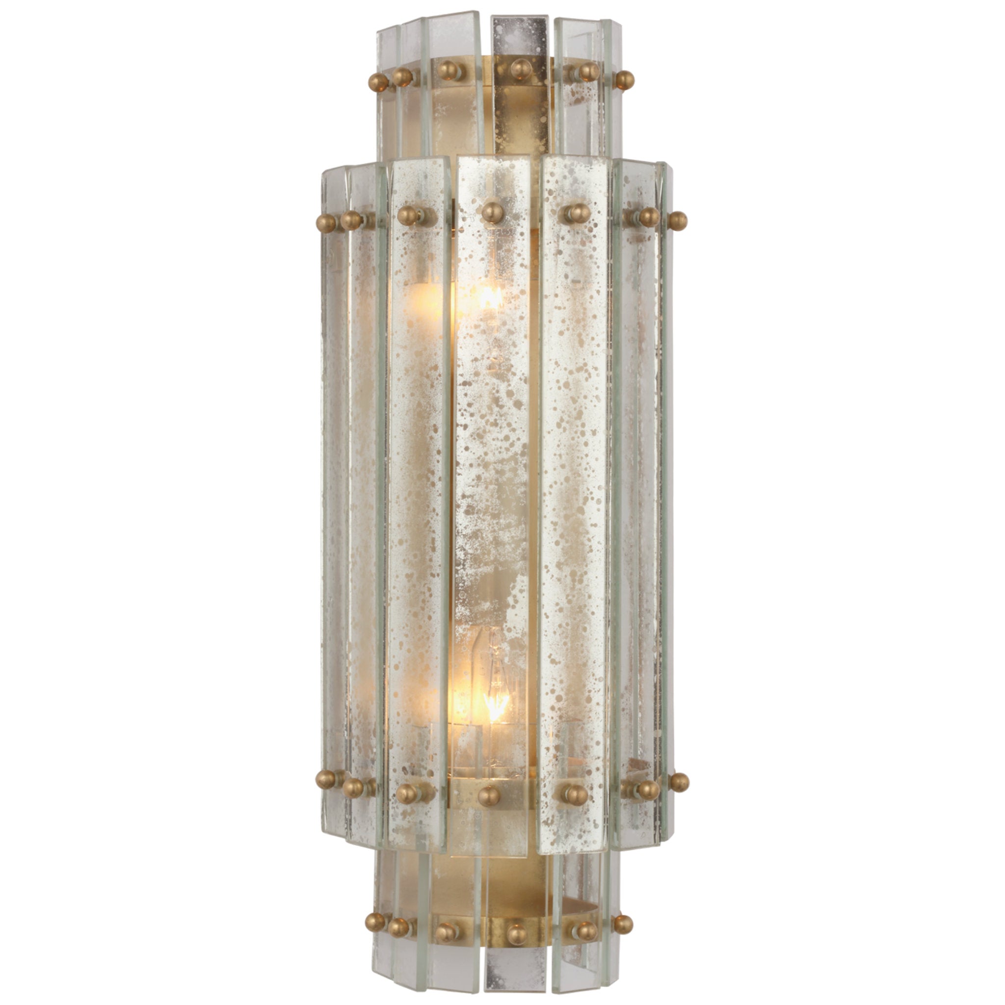 Carrier and Company Cadence Small Tiered Sconce in Hand-Rubbed Antique Brass with Antique Mirror