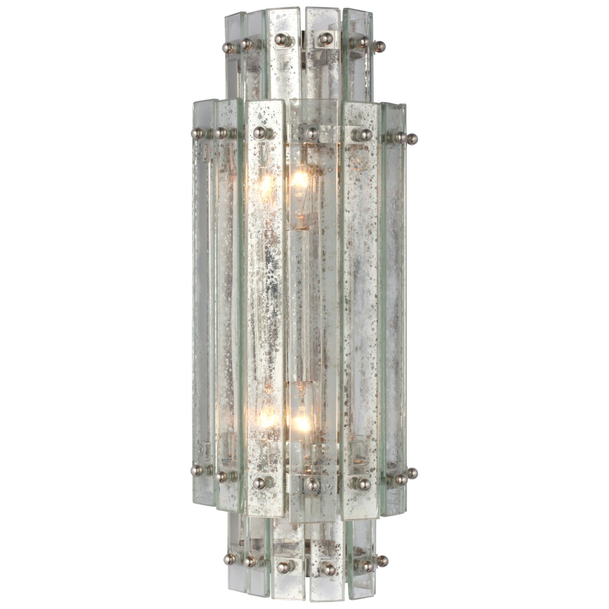 Carrier and Company Cadence Small Tiered Sconce in Polished Nickel with Antique Mirror