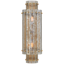 Carrier and Company Cadence Large Tiered Sconce in Hand-Rubbed Antique Brass with Antique Mirror