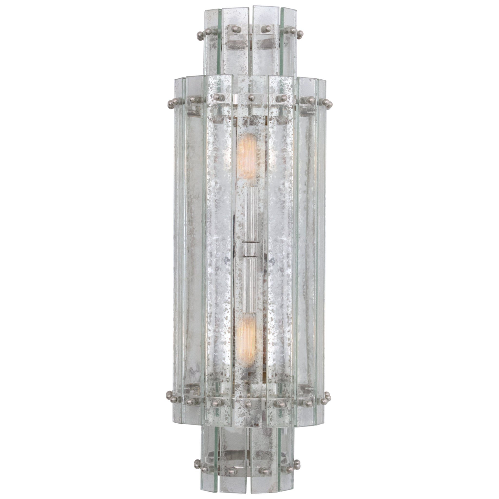 Carrier and Company Cadence Large Tiered Sconce in Polished Nickel with Antique Mirror