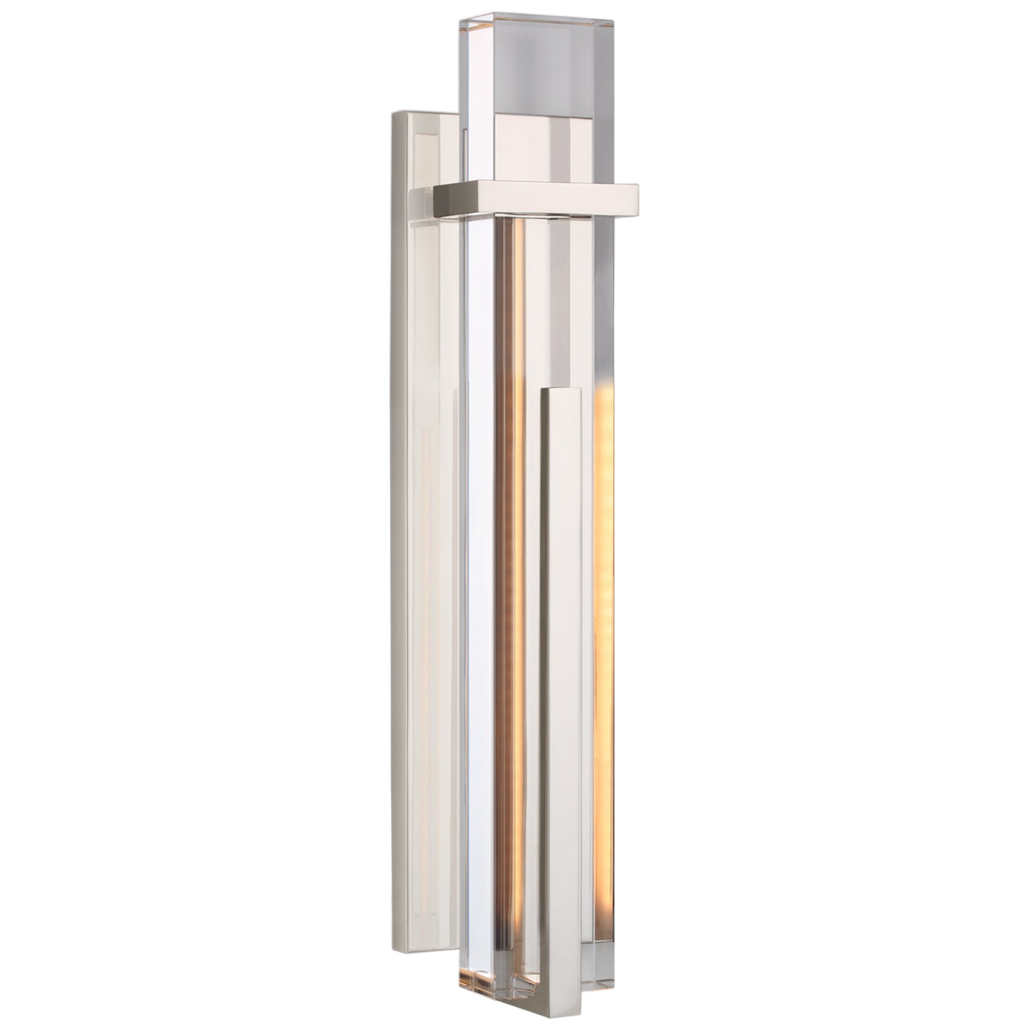 Ian K. Fowler Malik Large Sconce in Polished Nickel with Crystal Wall Light W4.5" x H19.25"