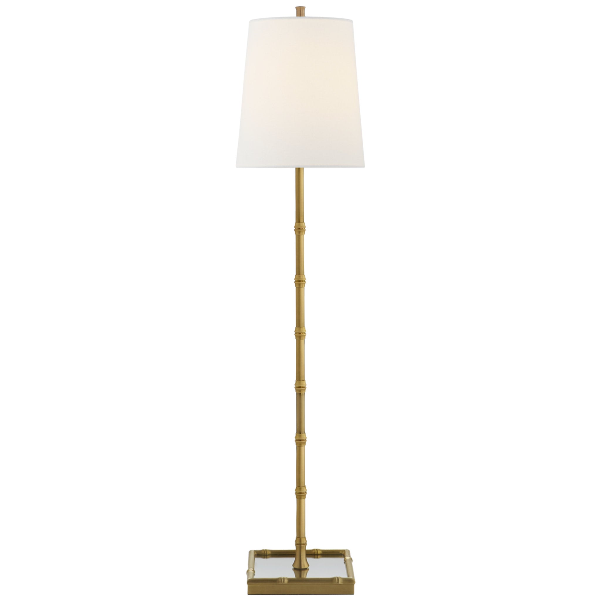 Visual Comfort Grenol Buffet Lamp in Hand-Rubbed Antique Brass with Linen Shade