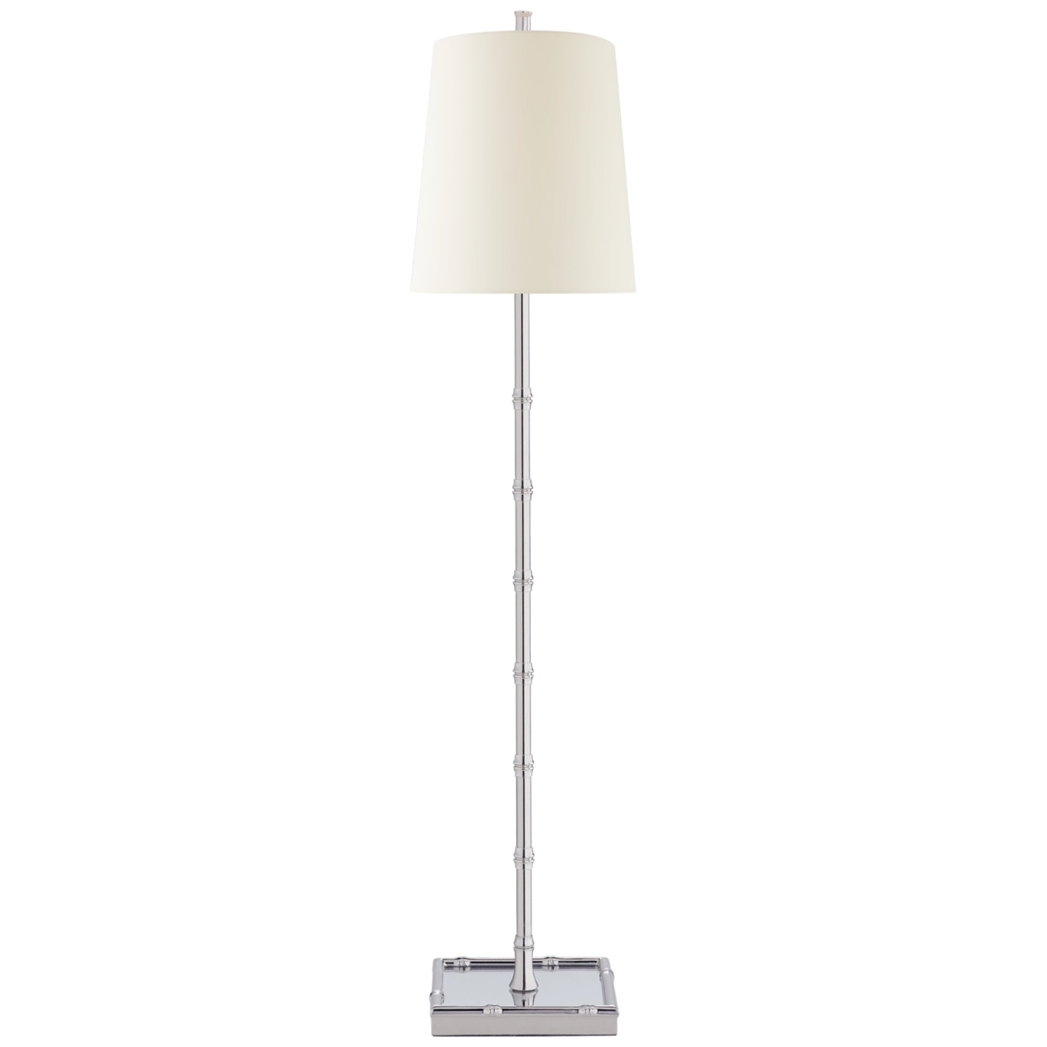 Visual Comfort Grenol Buffet Lamp in Polished Nickel with Natural Percale Shade