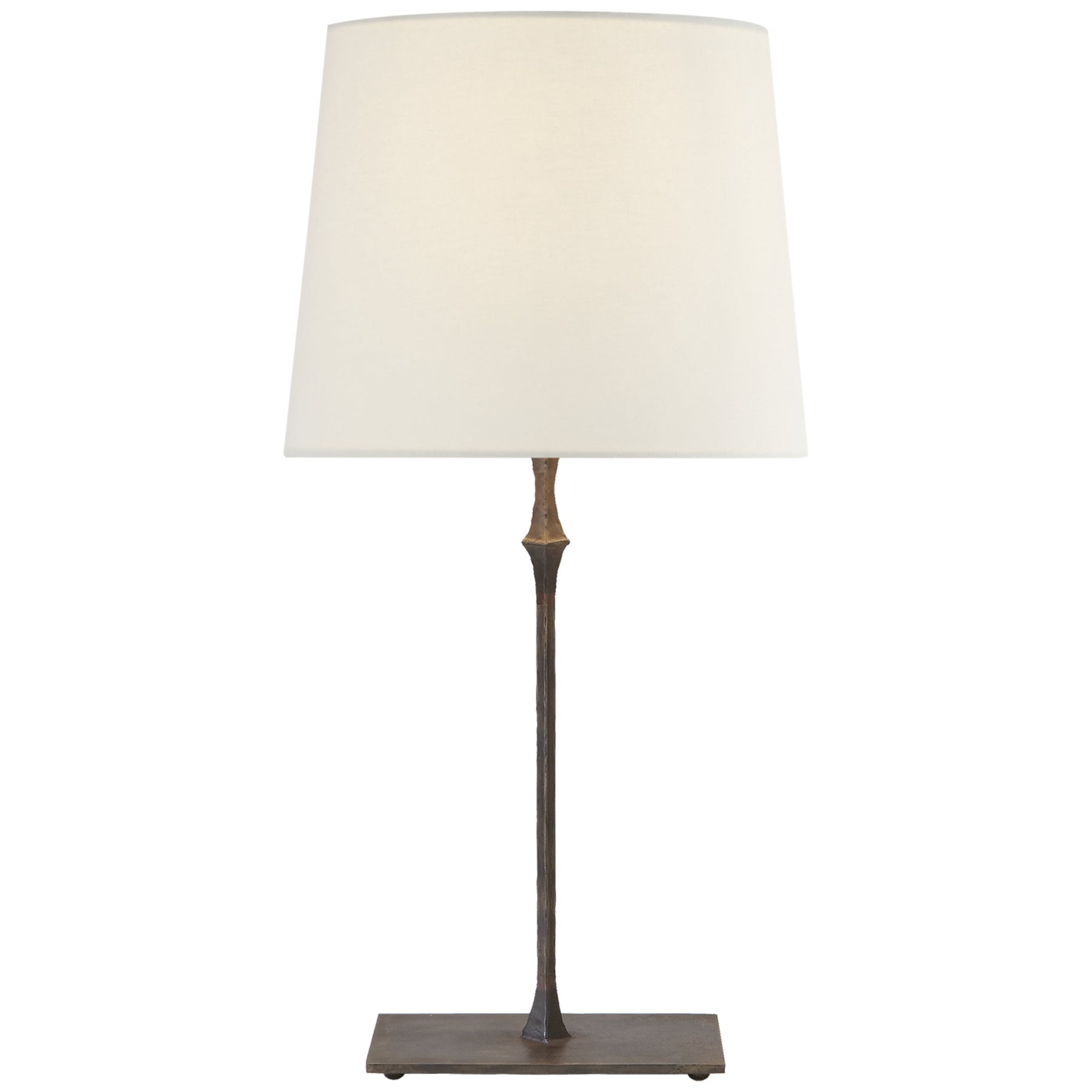 Visual Comfort Dauphine Bedside Lamp in Aged Iron with Linen Shade Tab