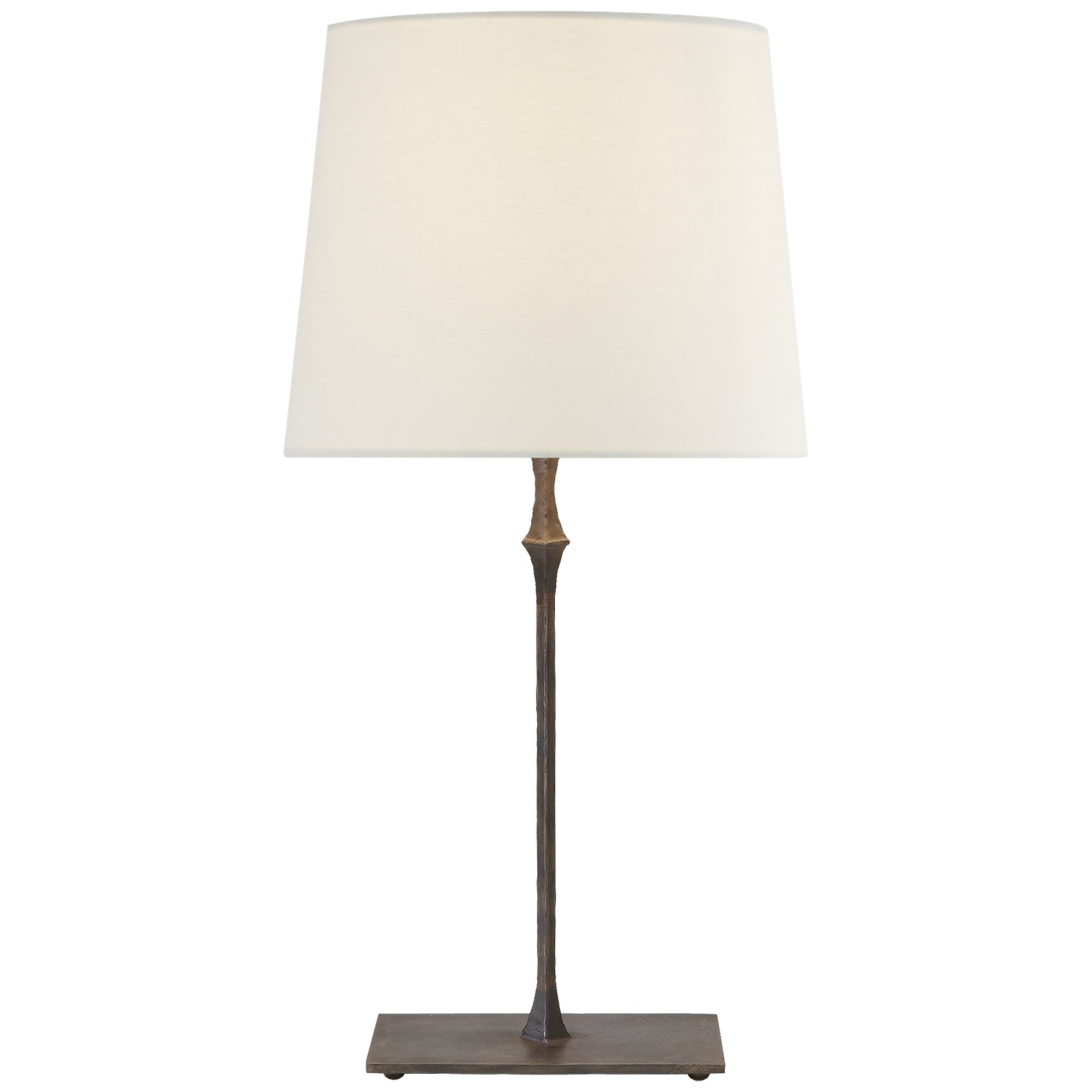 Visual Comfort Dauphine Bedside Lamp in Aged Iron with Linen Shade Tab