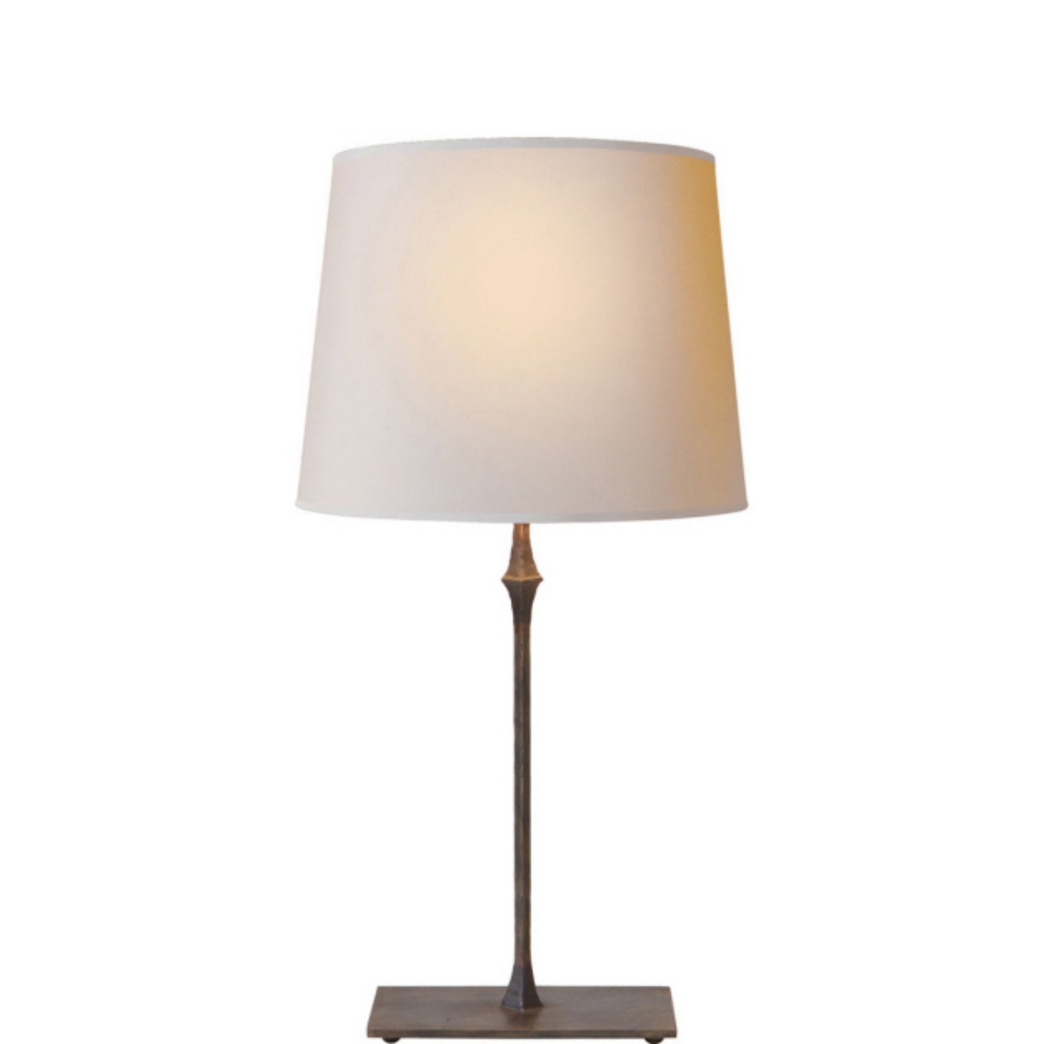Visual Comfort Dauphine Bedside Lamp in Aged Iron with Natural Paper Shade