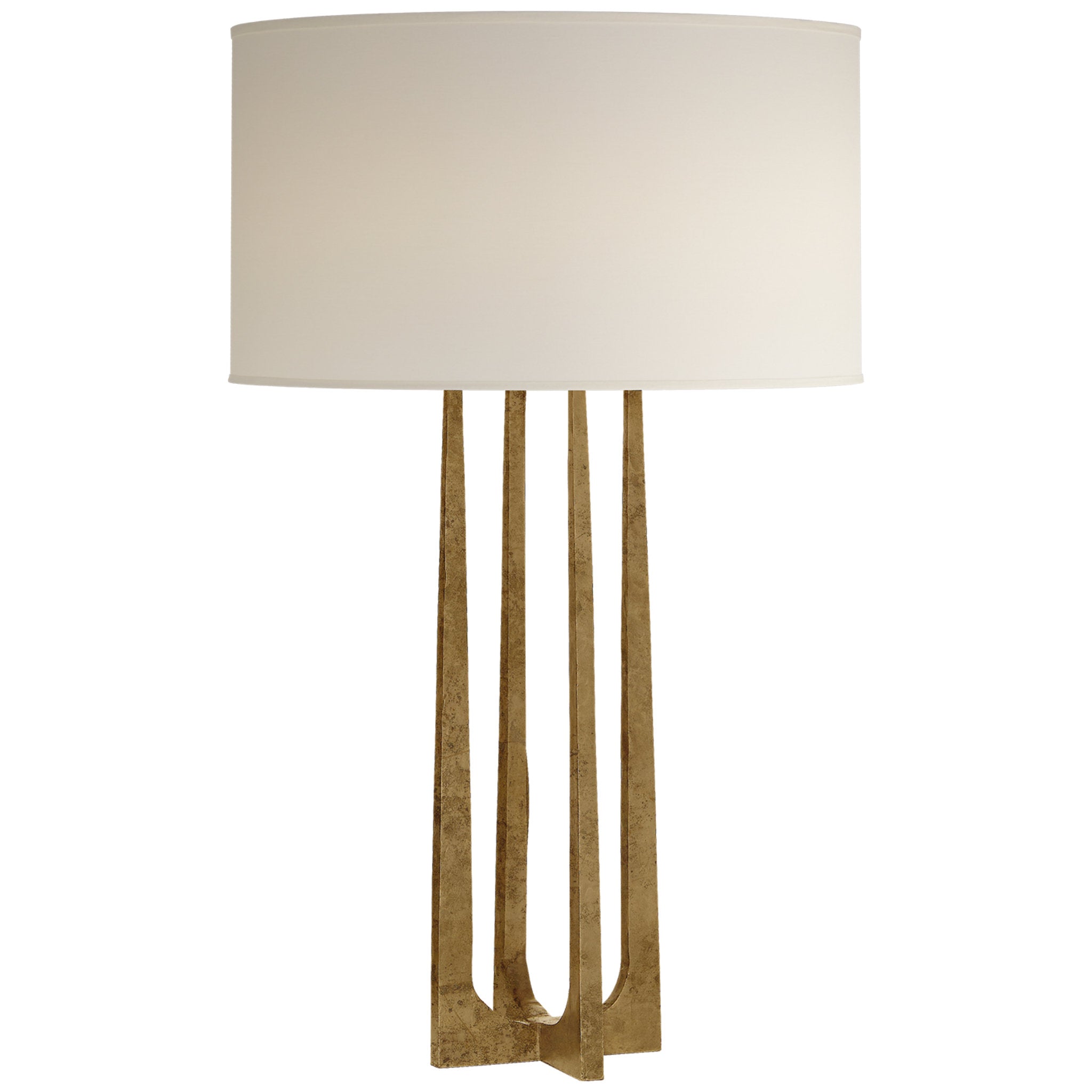 Ian K. Fowler Scala Hand-Forged Table Lamp in Gilded Iron with Natural Percale Shade