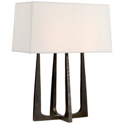 Ian K. Fowler Scala Hand-Forged Bedside Lamp in Aged Iron with Linen Shade